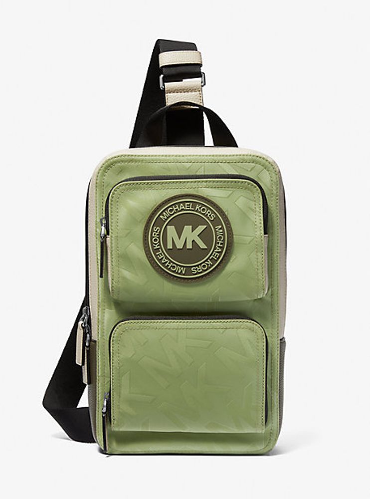 Michael Kors Cooper MK Logo Large Sporty Slingpack Backpack (Black)