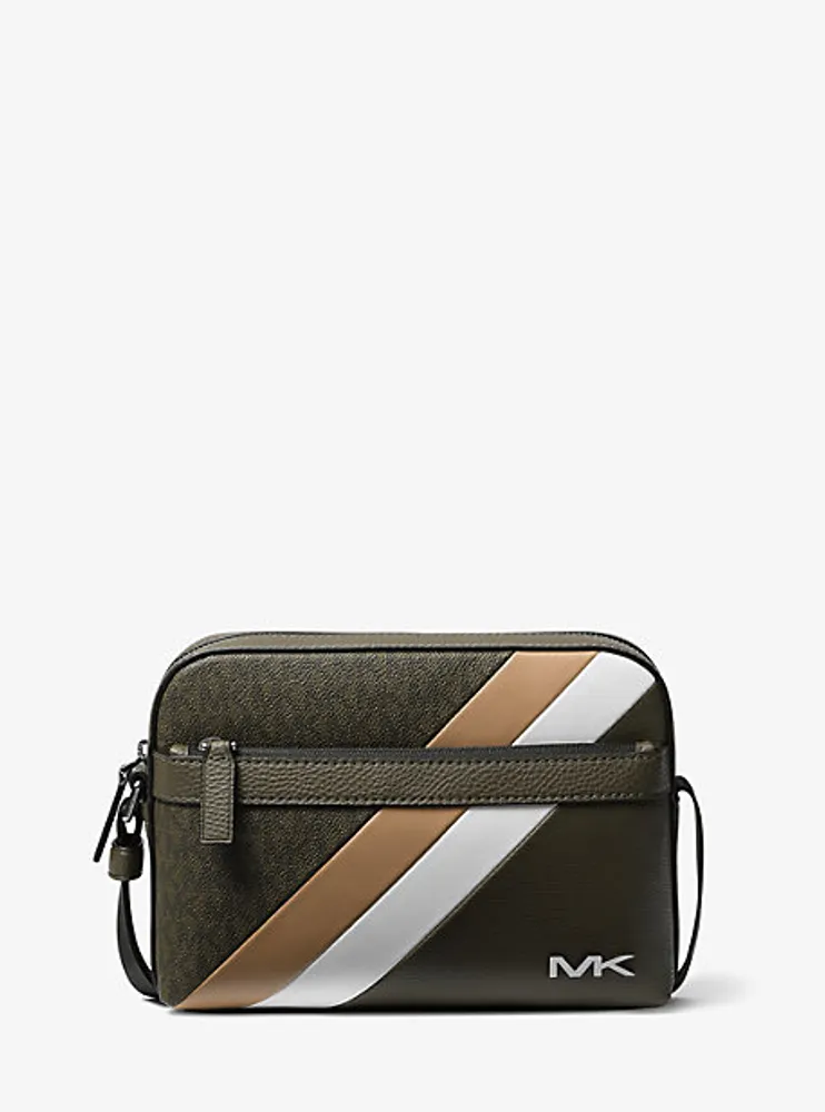 Cooper Logo Stripe and Faux Leather Crossbody Bag