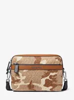 Sac à bandoulière Cooper en denim à imprimé et en cuir
