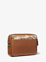 Sac à bandoulière Cooper en denim à imprimé et en cuir
