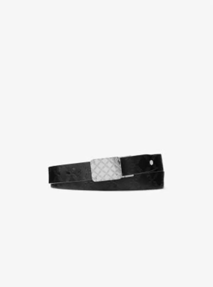 Reversible Empire Logo Embossed Leather Belt