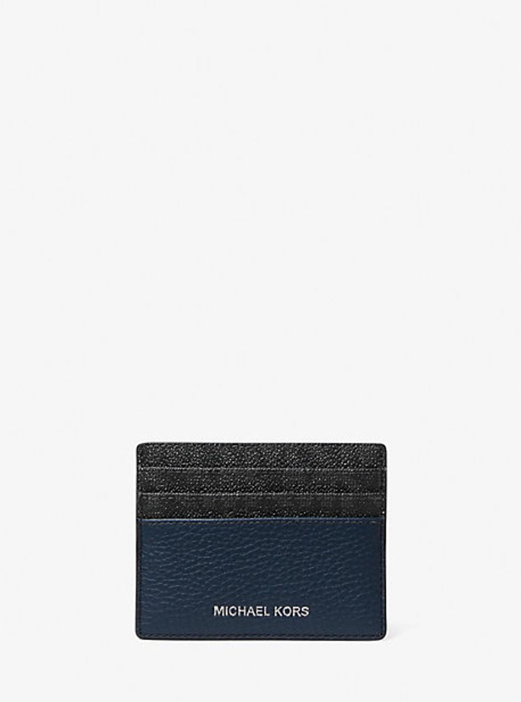 Hudson Logo and Pebbled Leather Tall Card Case