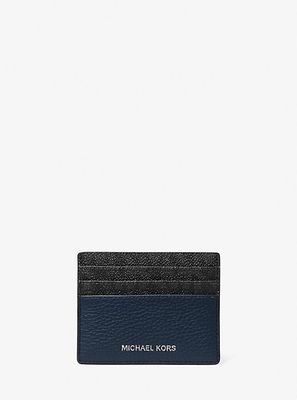 Hudson Logo and Pebbled Leather Tall Card Case