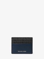 Hudson Logo and Pebbled Leather Tall Card Case