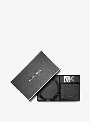 Logo Belt and Billfold Wallet Set