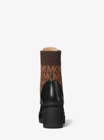 Brea Leather and Logo Jacquard Combat Boot