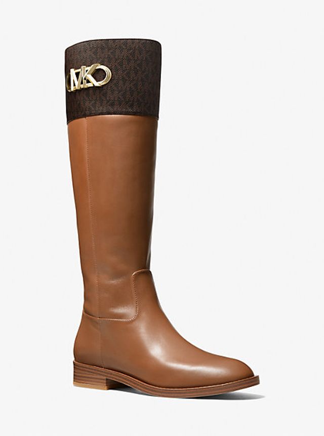 Michael Kors Ridley Leather and Logo Jacquard Knee Boot | Metropolis at  Metrotown