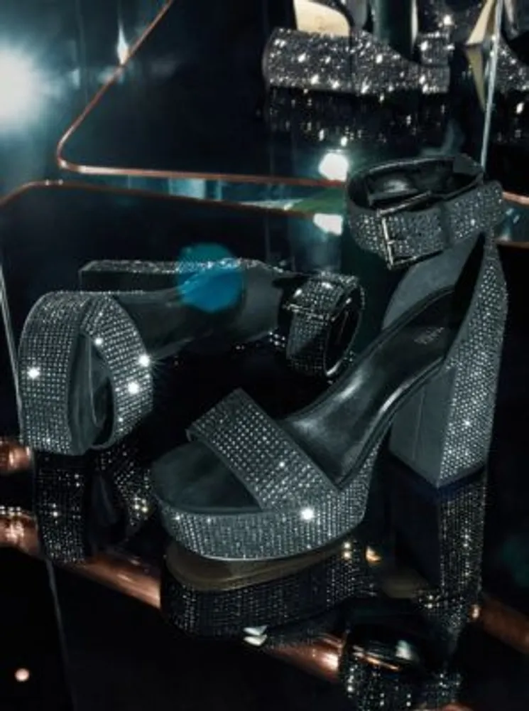Michael Kors + Tara Crystal Embellished Faux Suede Platform Sandal |  Galeries Capitale