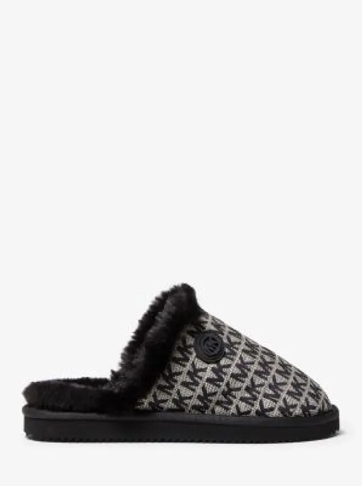 Janis Faux Fur-Lined Logo Jacquard Slipper