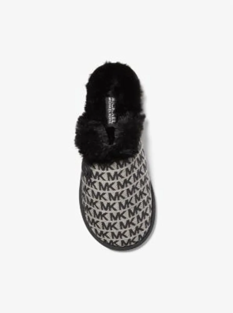 Janis Faux Fur-Lined Logo Jacquard Slipper