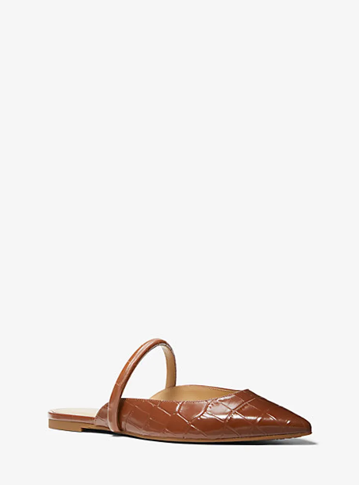 Jessa Flex Crocodile Embossed Leather Mule