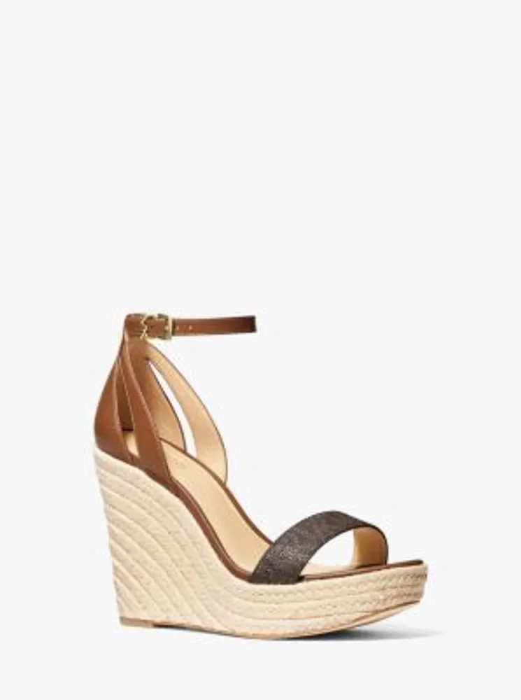 Kimberly Logo and Leather Wedge Sandal