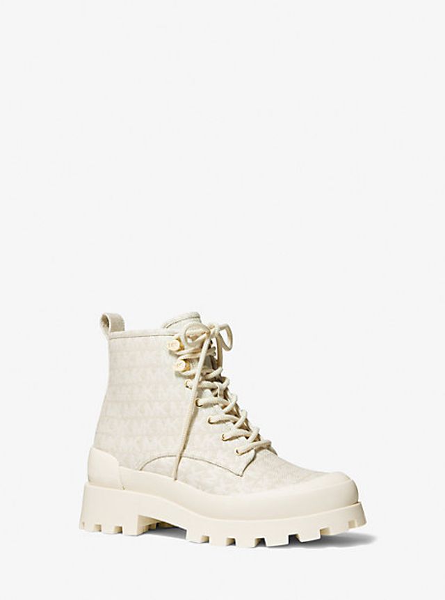 Michael Kors Payton Logo Jacquard Combat Boot | Metropolis at Metrotown