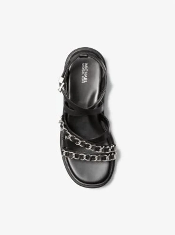 Issi Embellished Leather Flatform Sandal