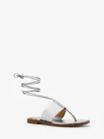 Jagger Metallic Snake Embossed Leather Lace-Up Sandal