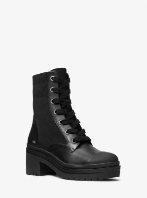 Michael Kors Brea Stretch-Knit and Leather Combat Boot | Metropolis at  Metrotown