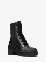 Brea Stretch-Knit and Leather Combat Boot