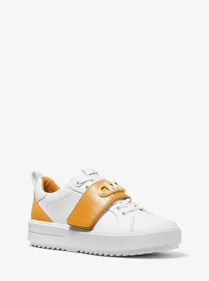 Emmett Two-Tone Logo Embellished Leather Sneaker