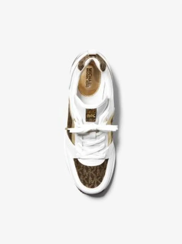 Georgie Metallic Logo and Leather Trainer