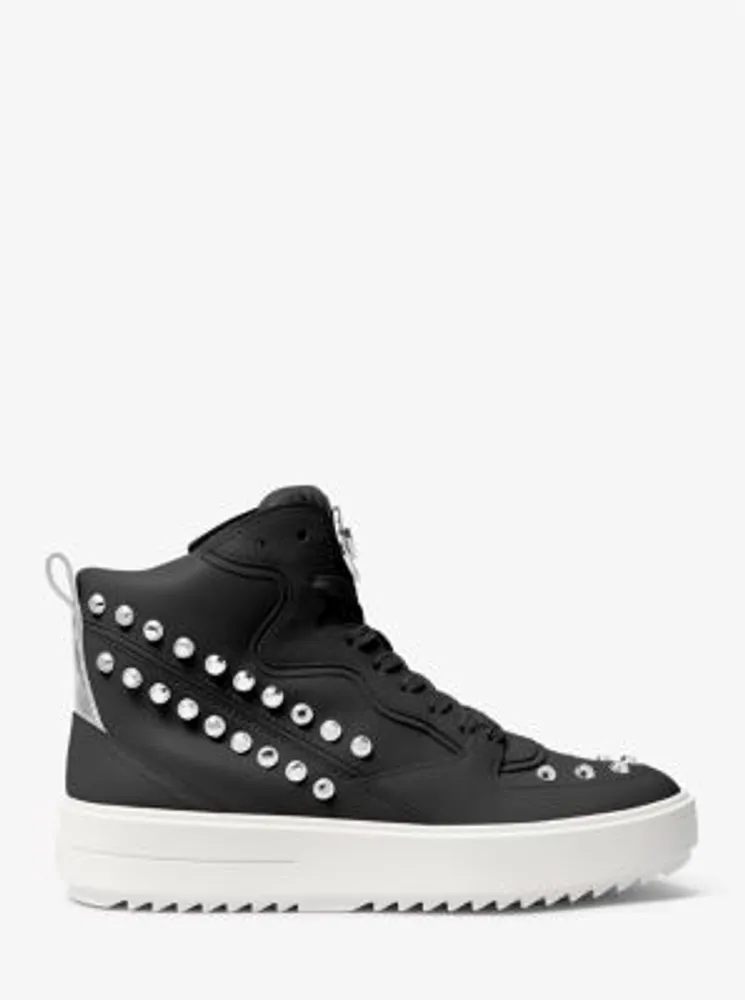 Emmett Studded Stripe Leather High-Top Sneaker