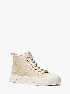 Evy Metallic Empire Logo Jacquard High-Top Sneaker