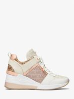 Georgie Color-Block Leather and Logo Jacquard Trainer