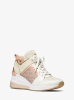 Georgie Color-Block Leather and Logo Jacquard Trainer