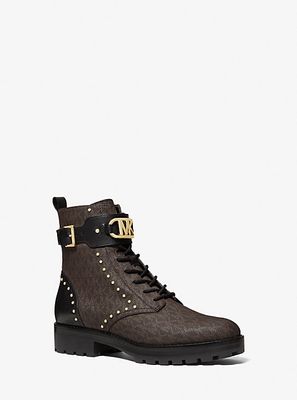 Michael Kors Kincaid Logo Studded Combat Boot | Metropolis at Metrotown