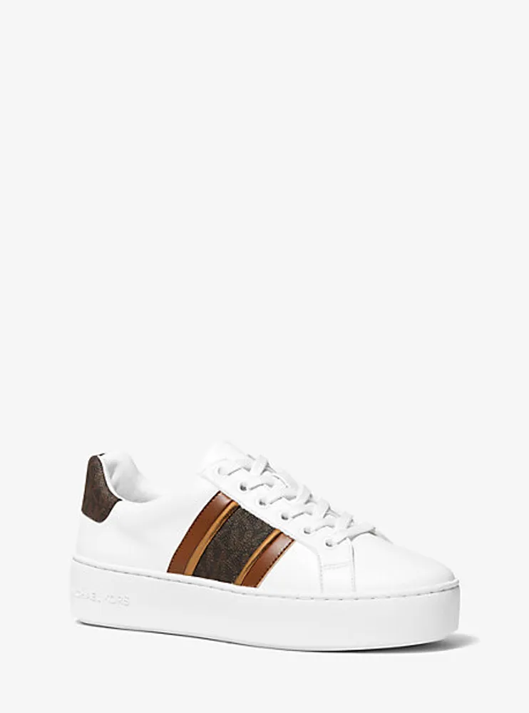 Espadrille Poppy en faux cuir à rayures et à logo