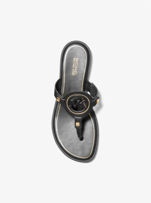 Michael Kors Aubrey Cutout Leather T-Strap Sandal | Metropolis at Metrotown