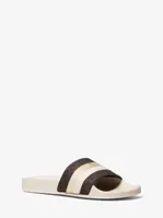 Brandy Metallic Striped Logo Slide Sandal