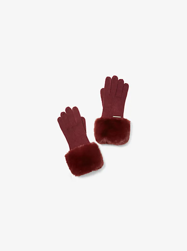 Michael Kors Faux Fur-Trim Knit Gloves | Square One