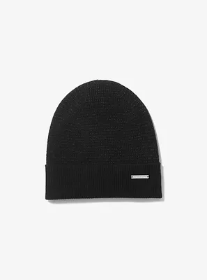 Metallic Wool Blend Beanie Hat