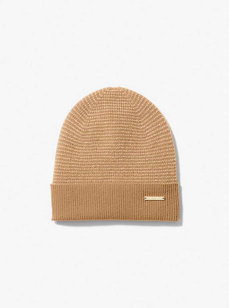 Metallic Wool Blend Beanie Hat