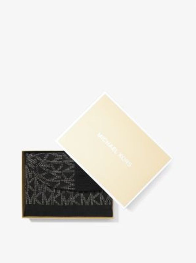 Michael Kors Metallic Logo Jacquard Beanie and Scarf Gift Set | Metropolis  at Metrotown