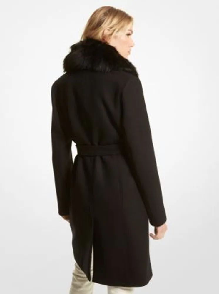 Michael Kors + Faux Fur-Collar Wool Blend Coat | Galeries Capitale