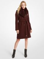 Manteau en mélange de laine à col en fausse fourrure