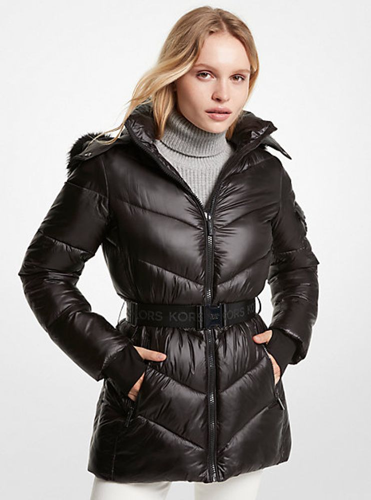 Michael Kors Faux Fur Trim Quilted Ciré Jacket | Metropolis at Metrotown