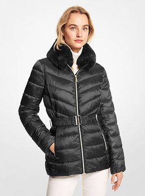 Michael Kors Faux Fur Trim Quilted Nylon Packable Puffer Jacket |  Metropolis at Metrotown