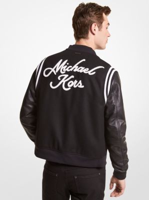 Michael Kors Wool Blend and Leather Baseball Jacket | Metropolis at  Metrotown