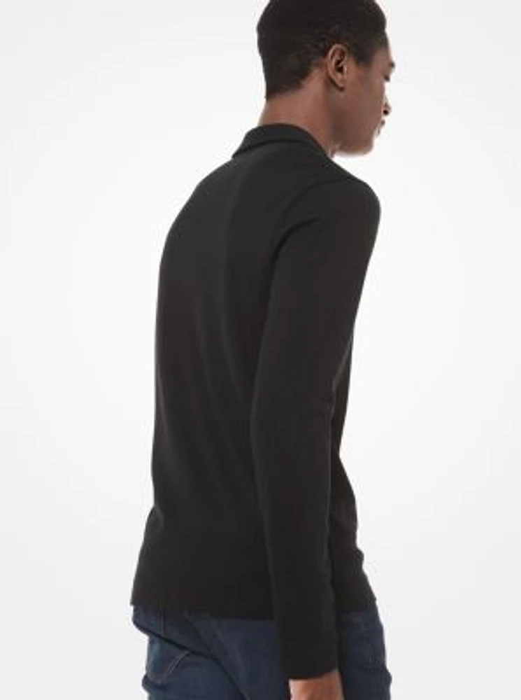 Cotton Long-Sleeve Polo Shirt