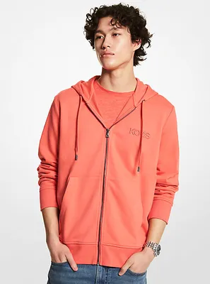 Embroidered Logo Cotton Terry Zip-Up Hoodie