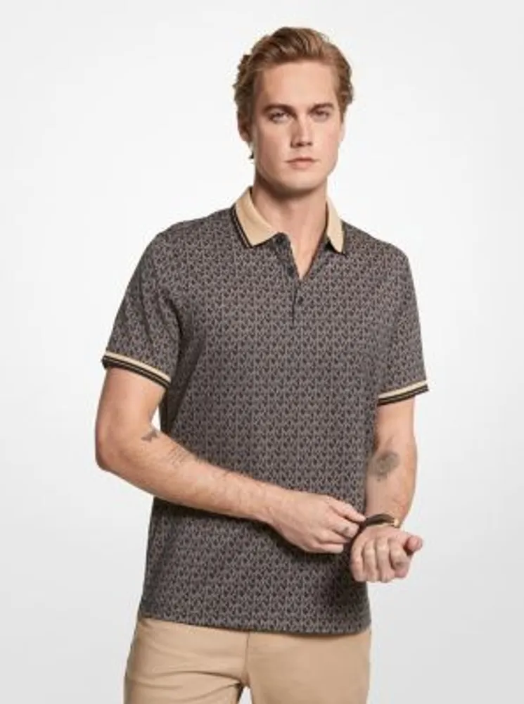 Greenwich Logo Print Cotton Jersey Polo Shirt