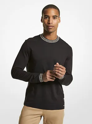 Pull molletonné ras-de-cou en coton à bande logo