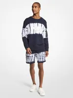 Pull molletonné en coton à motif teint au nœud et à logo
