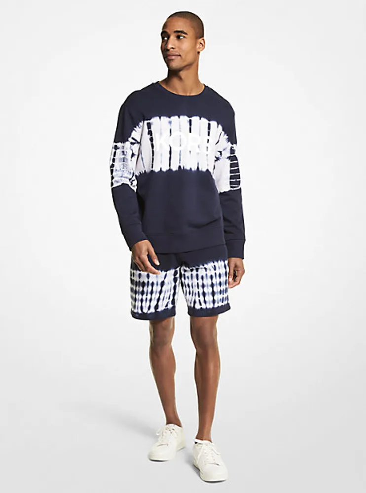 Pull molletonné en coton à motif teint au nœud et à logo