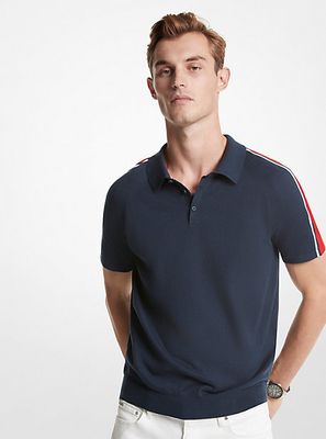 Polo en mélange de coton et soie à rayures course