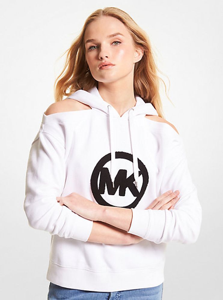 Michael Kors + Logo Cotton Blend Cutout Hoodie | Galeries Capitale