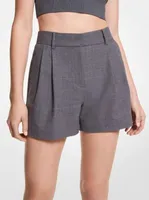 Wool Flannel Blend Pleated Shorts