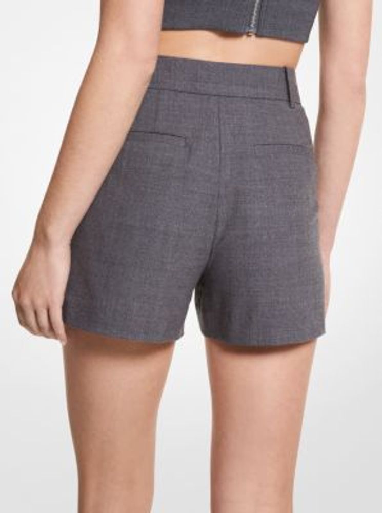 Wool Flannel Blend Pleated Shorts